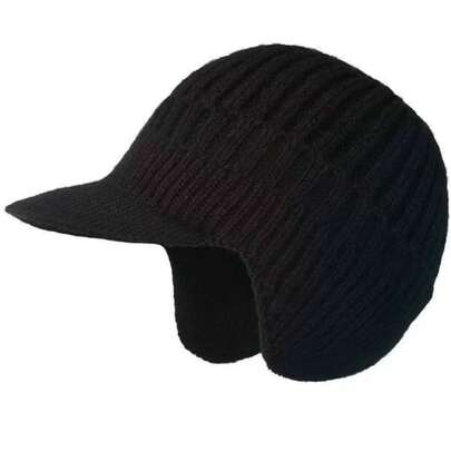1 pièce Bonnet épais en tricot de laine pour homme avec protège-oreilles, convient pour les activités de plein air en automne/hiver comme le cyclisme, le ski, la randonnée, offrant une excellente chaleur