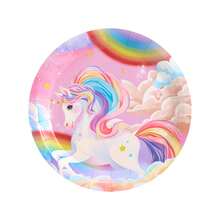Rainbow Unicorn Happy Birthday Disposable Plates, Napkins, Cups - Party Supplies For 30 Guests, Disposable Paper Plates Suitable For Birthday, Wedding, Party, Family Picnic - Multicolor - View 11