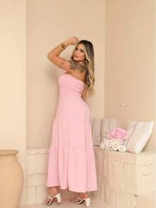 July Tropical Strapless Dress In Various Prints, 2025 Collection - Rosa Pálido - Ver 4