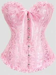 女士复古提花胸衣上衣，塑形紧身胸衣式性感抹胸露脐上衣，适合派对、万圣节、节日和其他场合