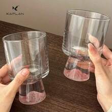 2 pièces Tasse en verre de montagne rose, verre élégant avec pied de 300 ml. Verrerie créative pour le bureau, le café, le lait, le vin, le jus. Convient pour les rassemblements familiaux de Noël, Thanksgiving, Halloween