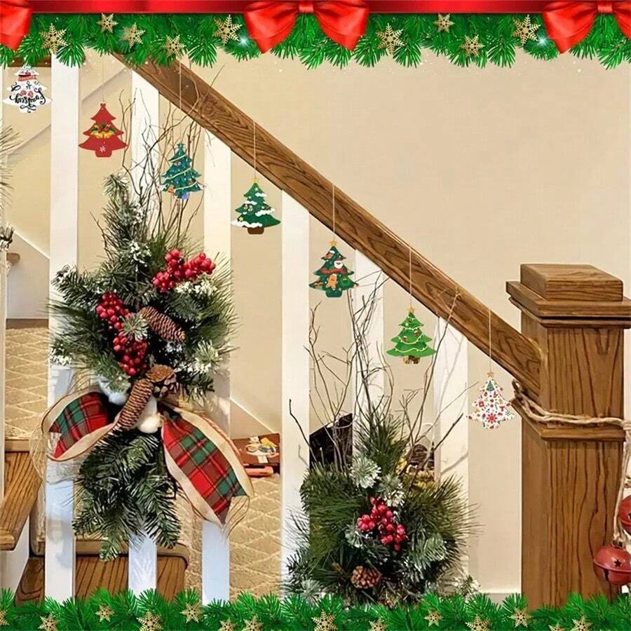 30 Peças Enfeites de Árvore de Natal de Madeira Não Acabados, Decorações Suspensas Artesanais DIY, Adequados para Pintura, Decoração de Feriados, Enfeites de Árvore de Natal