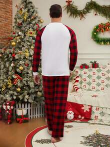 Personalized Christmas Pajama Set For Men, Red & Black Plaid Pants & Long Sleeve Name Printed Top, Unique Holiday Gift, Couple Christmas Pajama Set, Winter - Multicolor - View 5