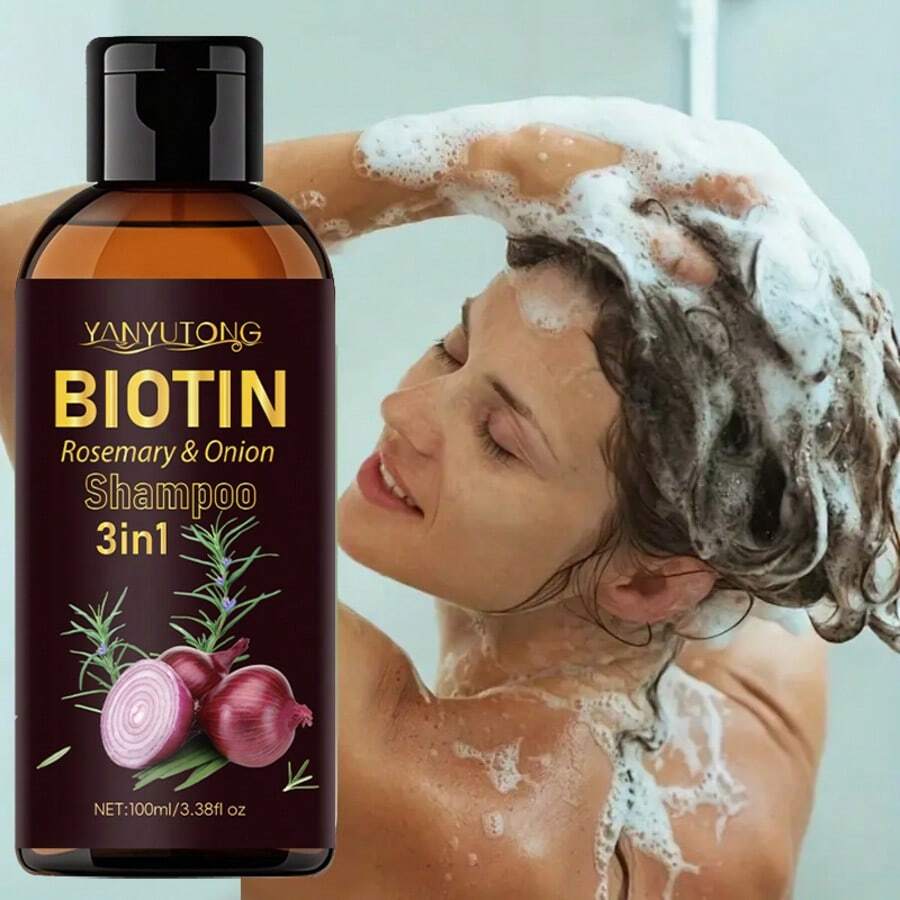 100ml Biotin & Rosemary Infused 3-In-1 Shampoo | Tames Frizz & Repairs Heat Damage | Nourishes Curly/Coily/Straight Hair | Anti-Split Ends Formula – All Hair Types Rescue Remedy! - 彩色 - 查看 1