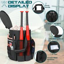 Baseball Bucket Bag Baseball Coaches Accessories Organizer With Insulation Pocket Tactical Softball Baseball Bag With Anti-Slip Bottom, Multiple Pockets For Bat, Gloves, Scoreboards - Multicolor - View 8