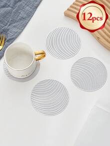 6-24pcs Gold Hollow Round PVC Coasters, Waterproof, Washable, Easy To Clean, Anti-Slip, Suitable For Dining Table, Glasses, Holidays, Weddings, Parties, Festivals - Size(3.94in Round) - View 15