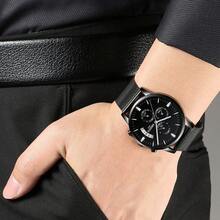 Vanglore Nibosi 2309 Men's Black Wrist Watch Mesh Strap Classic Elegant 43 Mm Functional Chronograph - màu đen - Xem 2