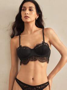 Áo ngực ren gợi cảm không dây kiểu Pháp - màu đen - Xem 1