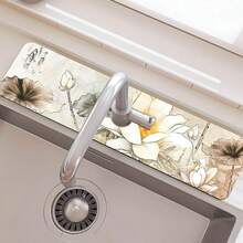 1 buc Flower Series Decorative Antiderapante Silicon Scurgere Pad, Bucătărie Scurgere Pad, Potrivit pentru Baie și Bucătărie Protecție Robinet Decorare.