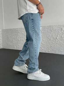 Hombres Jeans de pierna recta desgarro - Lavado ligero - Ver 3