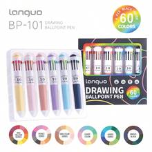Languo 60-Color Oil-Based Ballpoint Pen - 10-Color Combined With 1-Color Multi-Color Pen For Diary Writing, Drawing And Note-Taking - 0.8mm Cute Cartoon Soft Grip Gel Pen, Gel Pen - Student Comic Drawing Colored Ballpoint Pen, Notebook Pen, Creative Stationery