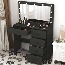 Black Modern Dressing Table Makeup Desk Set With 5Drawers &11 LED Mirror Vanity - White - View 5