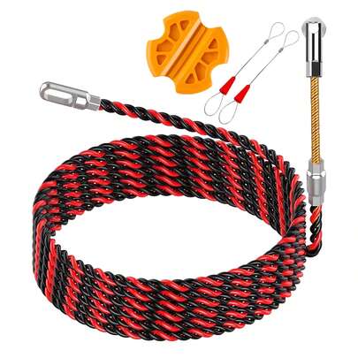 100ft/30m Fish Tape Electrical Cable Puller Kit - 5.5mm PET for Through Wall Conduit Wiring,Wire Puller for Electricians,Cable Pulling Fish Tape,Wire Guide Device