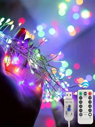 1 件 LED 圣诞节和复活节装饰，彩色灯串/白光/暖光灯串，节日室内外草坪装饰照明荧光仙女灯，8 种模式闪光爆竹灯串，适用于室内/室外圣诞花环派对、婚礼、圣诞节、礼物各种节日装饰