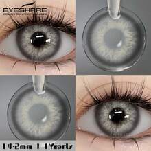 EYESHARE 1 Pair Soft Brown Colored Contact Lenses For Eyes Makeup Yearly Disposable Contact Lenses Gray, 14.2mm-No Power - 灰色 - 查看 1