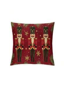 1/2/4pcs Nutcracker Decorative Throw Pillow Covers, Modern Style, 100% Polyester, Woven, Zipper Design, Suitable For Various Room Types - Red - View 11