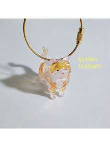 1个透明宠物毛发收纳吊坠袋，猫毛收集胶囊，宠物主人钥匙扣纪念品，猫咪圣诞礼物，趣味复古猫咪服装配饰，可爱猫咪钥匙扣，猫咪小饰品 - 金色 - 查看 11
