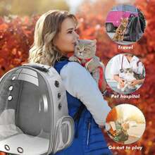 Cat Backpack, Pet Bubble Backpack, Pet Capsule Backpack, Small Space Pet Travel Bag, Waterproof And Breathable Pet Harness Approved By The Airline, Suitable For Travel, Hiking, Walking And Outdoor Use - 灰色 - 查看 5