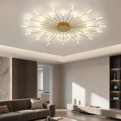 1 đèn thả LED, thiết kế sáng tạo hiện đại, đèn trần trang trí, có thể điều chỉnh 3 màu, dùng cho phòng ăn, biệt thự, phòng khách, sảnh khách sạn, nhà trong nhà, đèn pháo hoa, không công tắc, không điều khiển từ xa