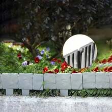 10 Stücke Grau Stein-Effekt Interlocking Garten Randstein - Landwirtschaftlicher Zaun für Rasen, Terrasse Dekoration - 9.84 Inches Landschaftszaun für Blumenbeete, einfach zu installieren und wetterfest