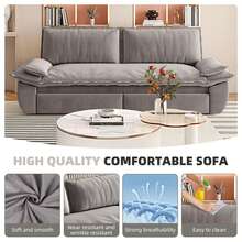 73.2" Queen Pull Out Sofa Bed,3-In-1 Convertible Sleeper Sofa, Multi-Functional Velvet Loveseat Bed - Grey - View 4