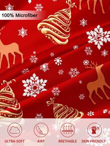 2/3 pièces Ensemble de literie avec imprimé nœud de Noël, renne, sapin de Noël (hors rembourrage), drap-housse de chambre, en tissu microfibre doux, respirant et confortable, comprend 1 housse de matelas et 1/2 taies d'oreiller, ensemble de draps-housses, options de taille : super king, king, queen, twin, respirant et confortable, conception à poche profonde jusqu'à 30 cm, résistant aux froissures, améliore la qualité du sommeil, lavable en machine, cadeau de literie de Noël - Multicolore - Voir 7