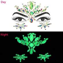 1 Sheet Face Gems Luminous Makeup Temporary Tattoo Stickers Acrylic Crystal Glitter Stickers Face Jewels Rainbow Tears Rhinestone For Party, Rave Festival, Music Festival, Dress-Up (5 Styles) - Multicolor - View 8