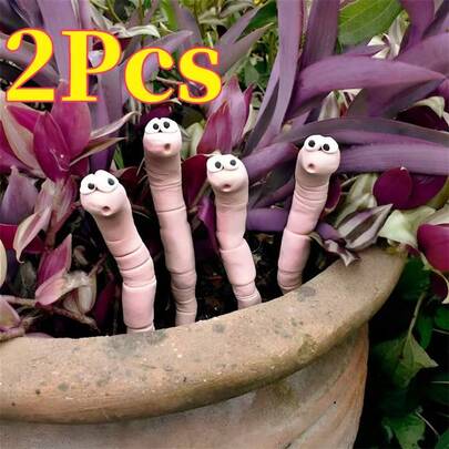 2Pcs Cute Cartoon Face Potted Plant Humidity Monitor - Resin Soil Moisture Sensor,No Battery Needed,Cute And Practical Plant Care Accessories,Indoor Gardening Tool,Plant Hydration Monitor,Whimsical Home Decor,Decorative Plant Accessory,Lightweight Resin Rectangular Design For Indoor/Outdoor Use,Contemporary Style,Indoor Plant Decor | Playful Design | Durable Planters,Plant Decorations