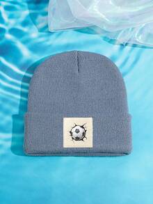 1pc Outdoor Casual Warm & Soft Stretchy Football Pattern Knit Beanie Hat, Suitable For Daily Wear, Great Gift Fall - A - View 13