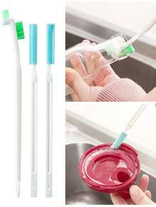 2 pièces Set de brosses de nettoyage polyvalentes pour la cuisine, brosse spirale manuelle pour bouteilles et tasses, brosse de nettoyage à long manche pour les bouteilles, tasses à lait, sucettes, couvercles de tasses isothermes, évier domestique, sans électricité requise