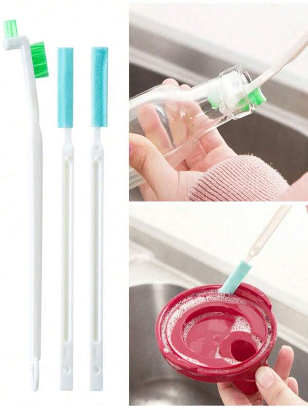 2 piezas Juego de cepillos de limpieza de cocina de uso múltiple, cepillo espiral manual para botellas y tazas, cepillo de mango largo para limpiar espacios, para botellas, tazas de leche, chupetes, tapas de tazas de aislamiento, fregadero del hogar, sin electricidad requerida