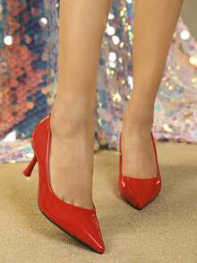 1. 女士尖头红色高跟鞋，夏季低跟法式细高跟鞋，春夏新款休闲时尚百搭舒适鞋，适合社交聚会、婚礼和商务/正式场合，大码尺码 - 復古紅色 - 查看 10