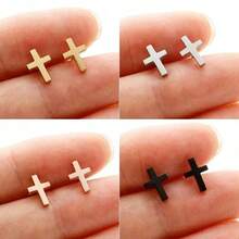 زوج من أقراط الصلبان الأنيقة من الفولاذ المقاوم للصدأ، مجوهرات للنساء، أقراط أنيقة بطراز بانك، أفضل هدية لحفلات الأصدقاء، عيد الحب، عيد الأم، المناسبات، أعياد الميلاد