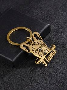 1pc Personalized French Bulldog Stainless Steel Keychain - Customizable Name Engraving, Dog-Shaped Design For Men, Ideal For Valentine's Day, Father's Day, Graduation, Halloween, Christmas Gifts - Multicolor - View 11