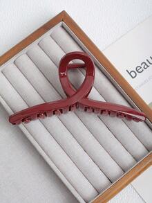 1 件简约光泽方形发夹，勃艮第酒红色大发夹，适合女性日常休闲佩戴发夹发夹发夹发夹发夹秋冬发饰女士蝴蝶结度假装女士