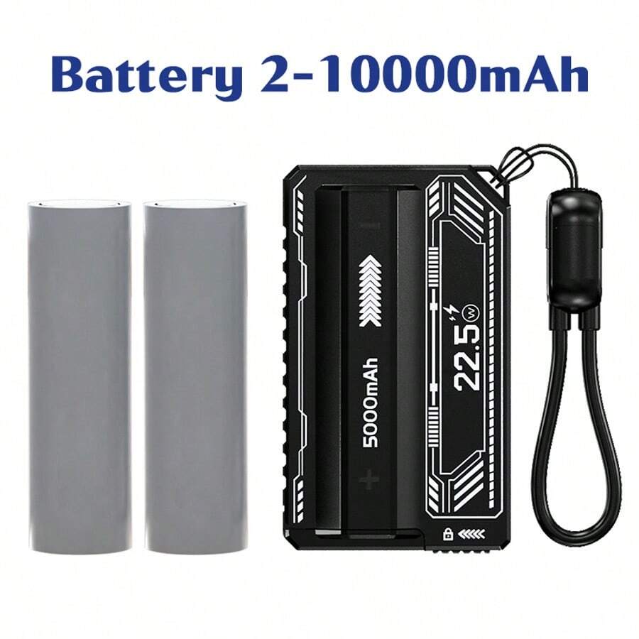Pin dự phòng dung lượng lớn 5000mAh/10000mAh, tương thích với nhiều thiết bị di động, sạc nhanh 22,5W, bộ nguồn sạc nhanh nhỏ gọn ngoài trời - Đen (10000mAh) - Xem 1