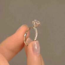 1pc Women's Fashion Ring, Unique Elegant, Zirconia Flower Decor Ring, Suitable For Valentine's Day, Vacation, Commute, Date, Party, Wedding, Engagement, Gift For Wife, Girlfriend, Mother Birthday, Anniversary, New Year, All Seasons