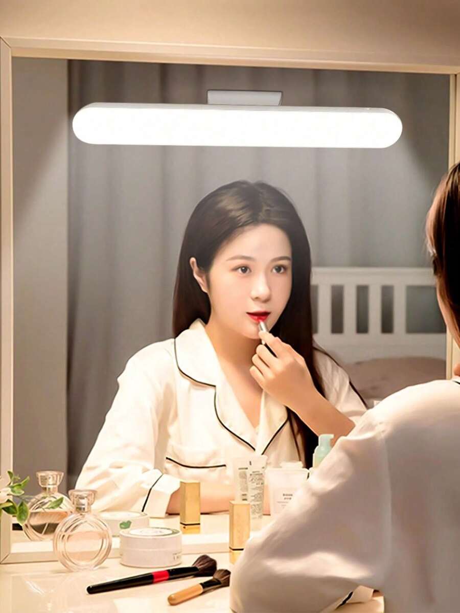 1pc Rotatable LED Vanity Mirror Light, Cordless Rechargeable Makeup Mirror Lamp, Smart Bathroom Vanity Light, Dimmable Desk Lamp For Bedroom, Dorm, Study - Multicolor - View 1