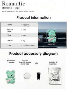 1 pieza Difusor de fragancia en forma de oso para rejilla de ventilación de coche (incluye 2 hojas de fragancia sólida con aroma a osmanto) - Unitalla - Ver 11