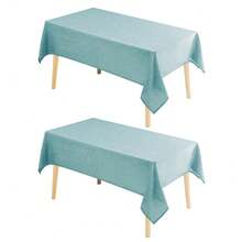 2 Paquetes de Mantel Cuadrado de Lino Sintético - Mantel Lavable Resistente a Arrugas y Manchas para Cocina, Comedor, Fiesta y Cena, Color Aqua, 54 X 54 Pulgadas - Paquete Aqua54x542 - Ver 1