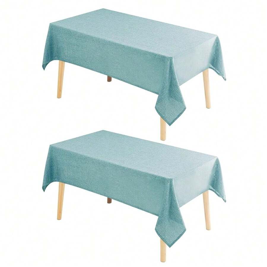 2 Paquetes de Mantel Cuadrado de Lino Sintético - Mantel Lavable Resistente a Arrugas y Manchas para Cocina, Comedor, Fiesta y Cena, Color Aqua, 54 X 54 Pulgadas - Paquete Aqua54x542 - Ver 1