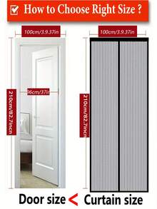 1 Puerta de malla magnética fácil de instalar - Entrada de aire fresco | Cortina de malla duradera y autosellante para todas las estaciones | Excelente para dormitorio y decoración del hogar, sin manos, divisiones.