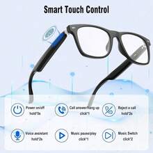 AI Translation Smart Glasses With Chat GPT For Men And Women, Bluetooth Sunglasses With Translator 164 Languages , Music Playback & Hands-Free Calls, UV & Blue Light Protection Pure Black Sunglasses - 黑色 - 查看 9