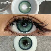 EYESHARE 1 Pair Colored Contact Lenses For Eyes Natural Brown Gray Colored Lens Contact For Blue Eyes Beauty Makeup Eye Lenses Yearly Use Green Beautiful Pupils, 14.2mm-No Power - 綠色 - 查看 2