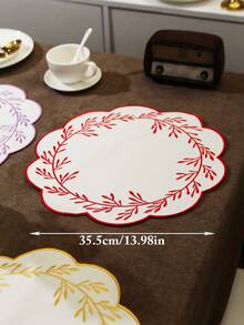 1-100件刺繡布藝花卉餐墊，易清潔、可擦拭、防滑，適用於節日婚禮派對慶典裝飾，適合居家餐廳與餐廳使用，餐桌裝飾，家居用品 - 彩色 - 查看 3