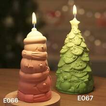 Christmas Tree & Snowman Candle Silicone Mold, DIY Christmas Decor Silicone Mold Set