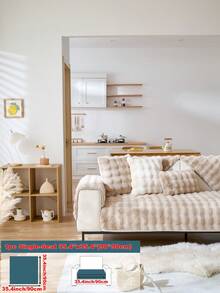 1 Pc Fashionable Rabbit Fur Soft Sofa Cushion, Luxurious Minimalist Sofa Seat Cover, Decorative, Protective, Anti-Slip, Anti-Dust, Anti-Cat Scratching, Suitable For Living Room, Bedroom, Study, Office