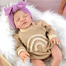 Half Glue 46cm Rebirth Doll Hand Drawn Hair With Closed Eyes Simulation Doll Soft Cloth Body Accompany Toy Creative Present