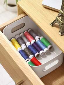 10pcs Stackable Plastic Storage Boxes With Handles, Suitable For Office, Home, Wardrobe; 5pcs/2pcs Multi-Purpose Storage Baskets, Durable Containers For Socks, Underwear, Stationery, Cosmetics; Space-Saving Drawer-Style Storage Boxes - White - View 8