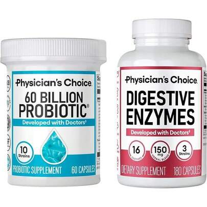 Physician's CHOICE Advanced Gut Health Bundle: 60 Billion Probiotics 30ct + Digestive Enzymes 60ct For Digestive, Gut, And Immune Health Supports Occasional , Gas, And Bloating